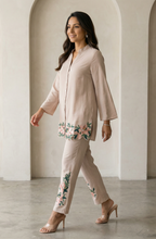 Beige Embroidered Co-ord Set
