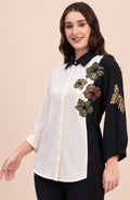 Off-White & Black Embellished Shirt