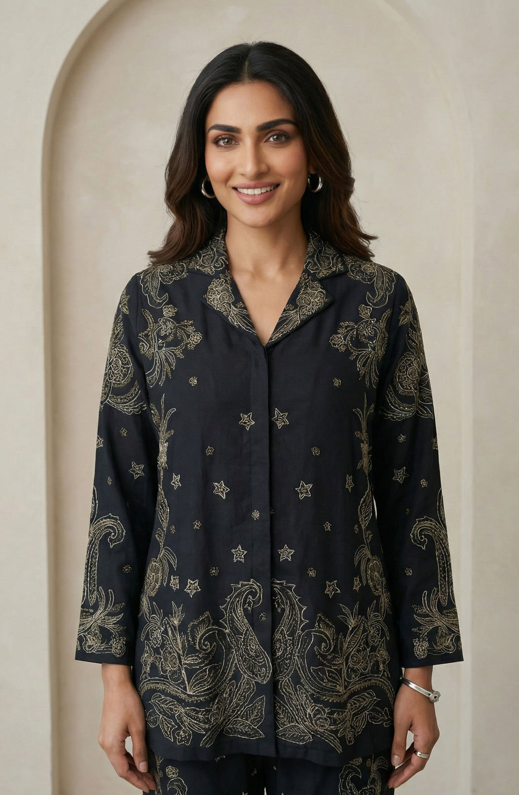 Black Embroidered Co-ord Set