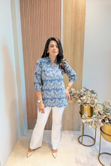 Cotton Denim Schiffli Shirt