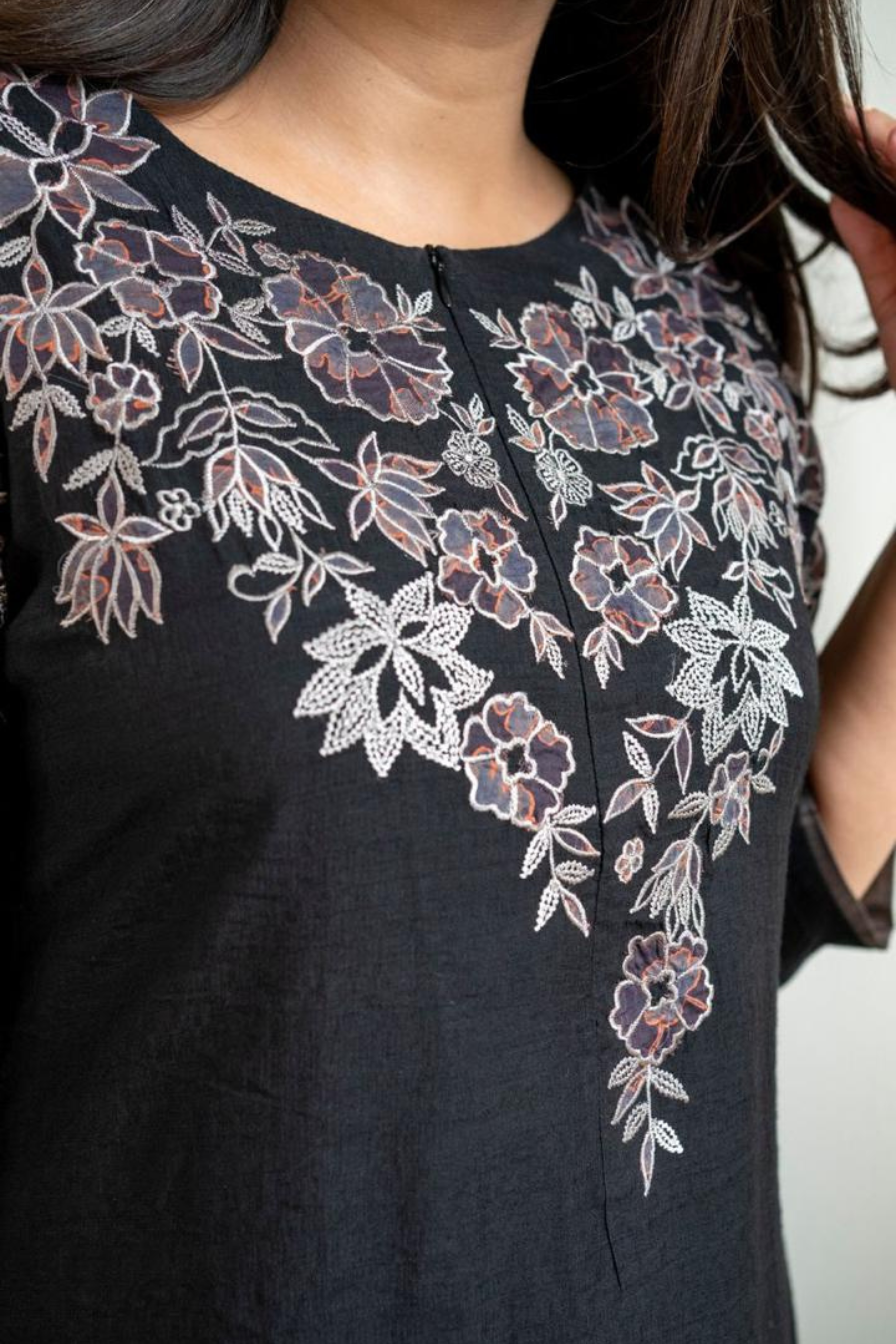 Black Floral embroidered Co-Ord set