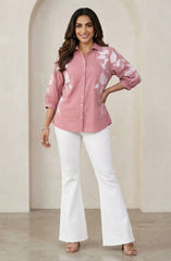 Rose Pink Floral Printed Straight Shirt