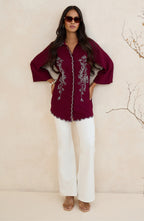 Wine Heirloom Embroidered Shirt