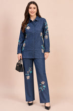Cotton Denim Floral Embroidered Co-ord Set