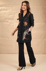 Formal Black & Rust Embroidered shirt