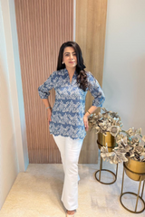Cotton Denim Schiffli Shirt
