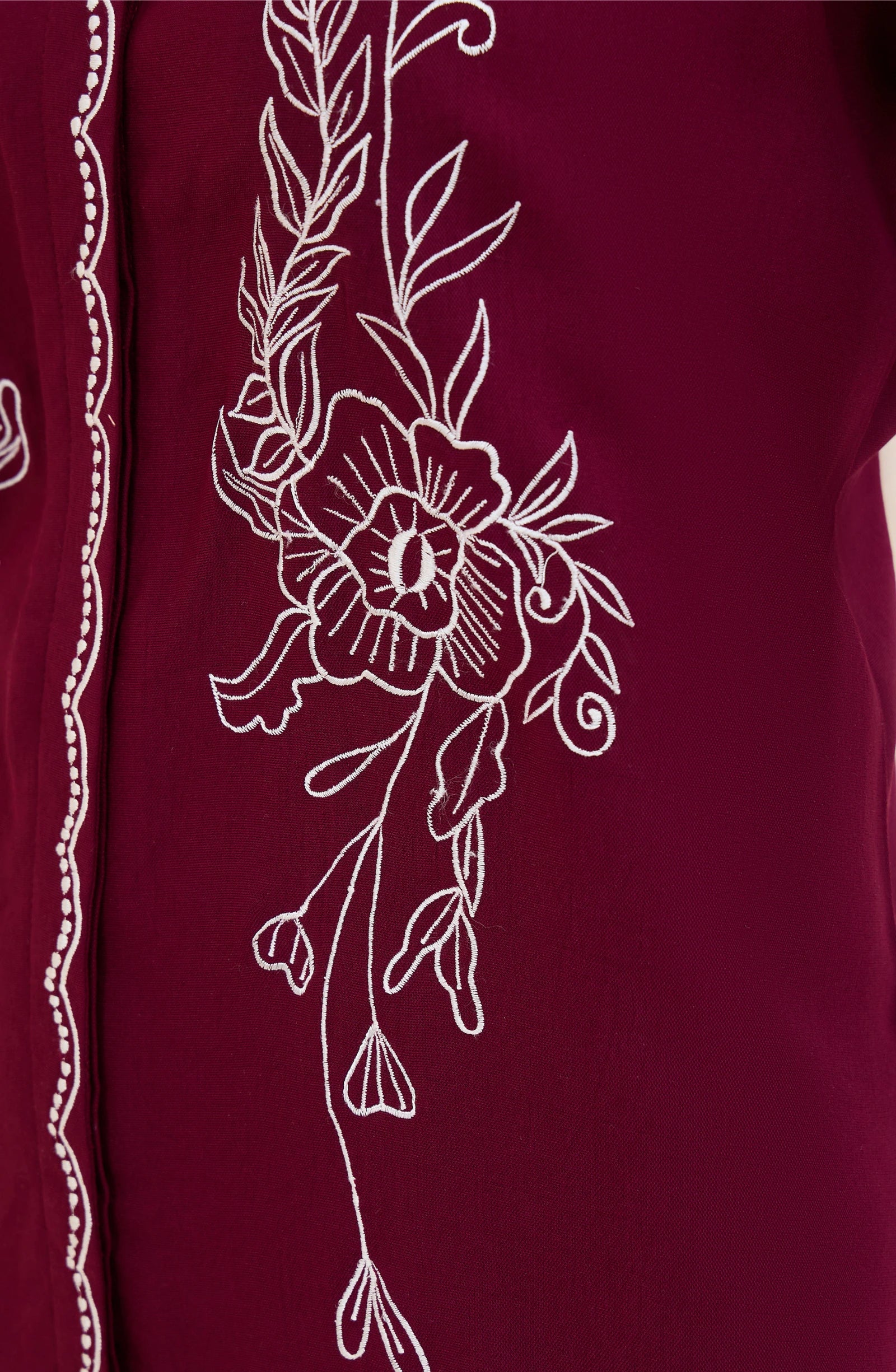 Wine Heirloom Embroidered Shirt