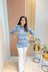 Cotton Denim Schiffli Shirt