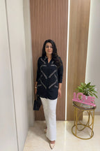 Black Leaf Embellished Shirt