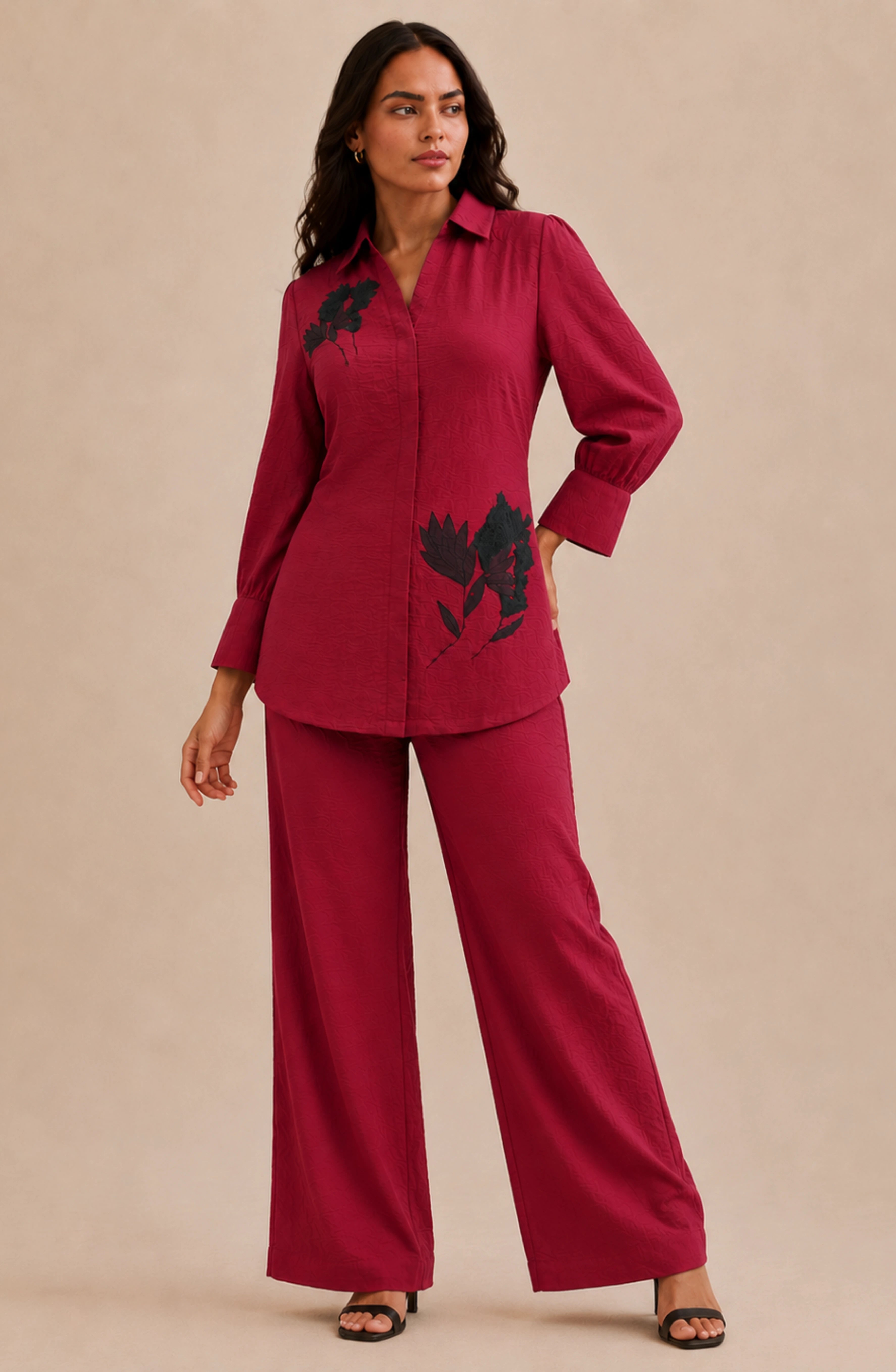 Red Luxe Embellished Co-Ord Set