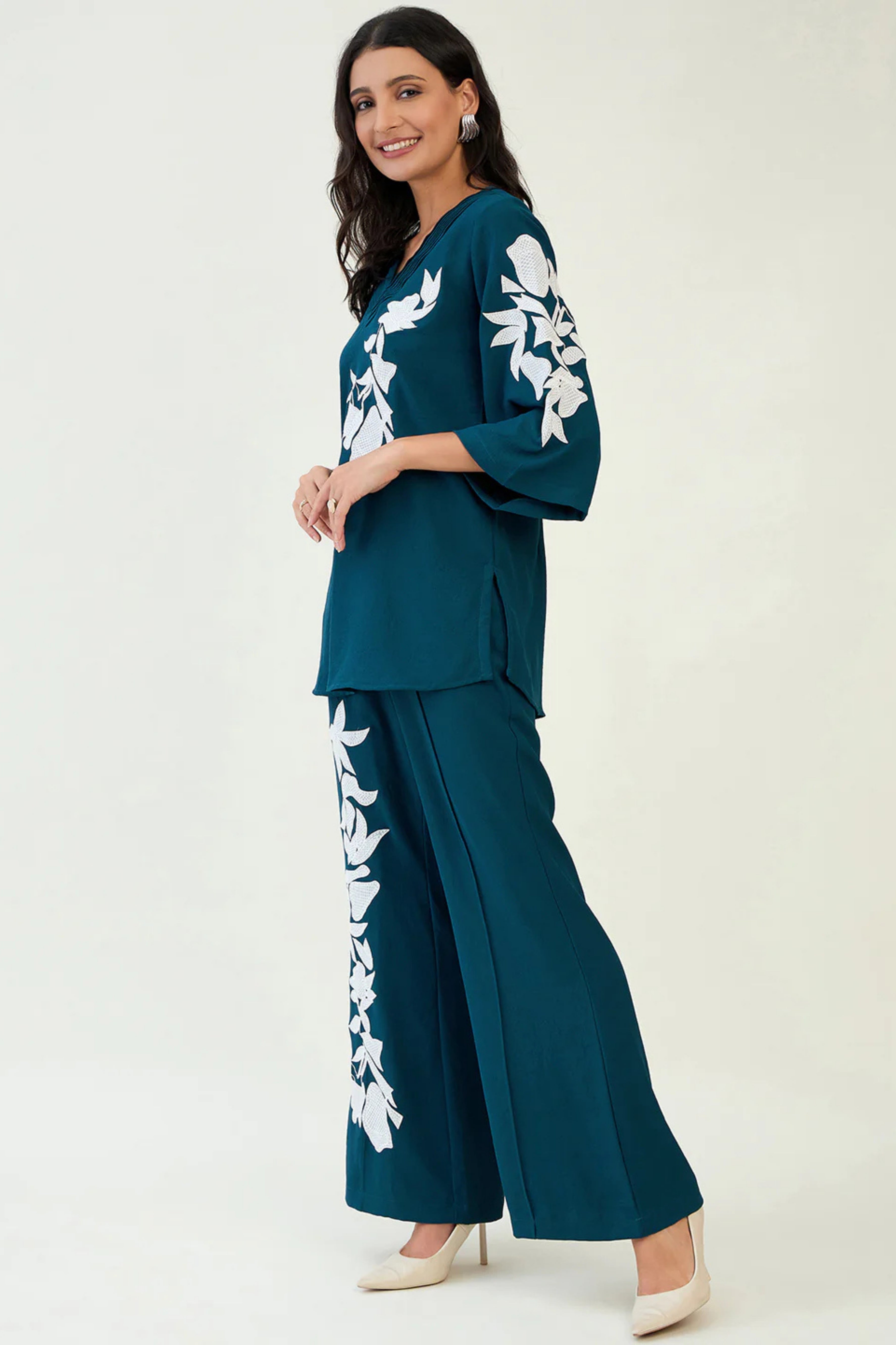 Teal Patch Embroidery Co-ord Set
