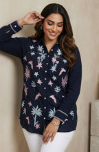 Black Elegant Floral Embellished Shirt