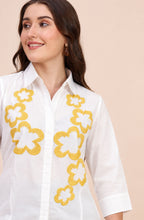 White Sunflower Embroidered Shirt