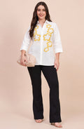 White Sunflower Embroidered Shirt