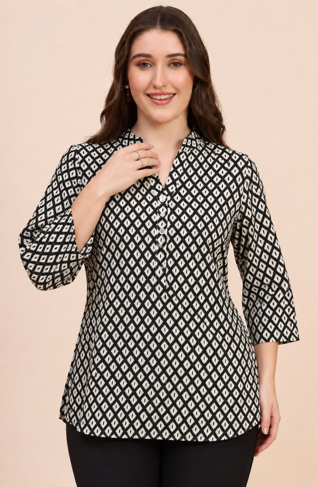 Black & White Ikat Print Shirt