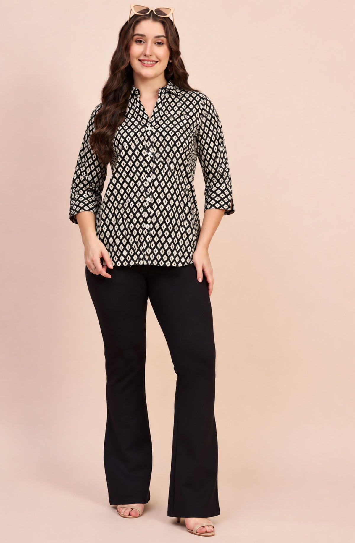 Black & White Ikat Print Shirt