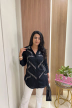 Black Leaf Embellished Shirt