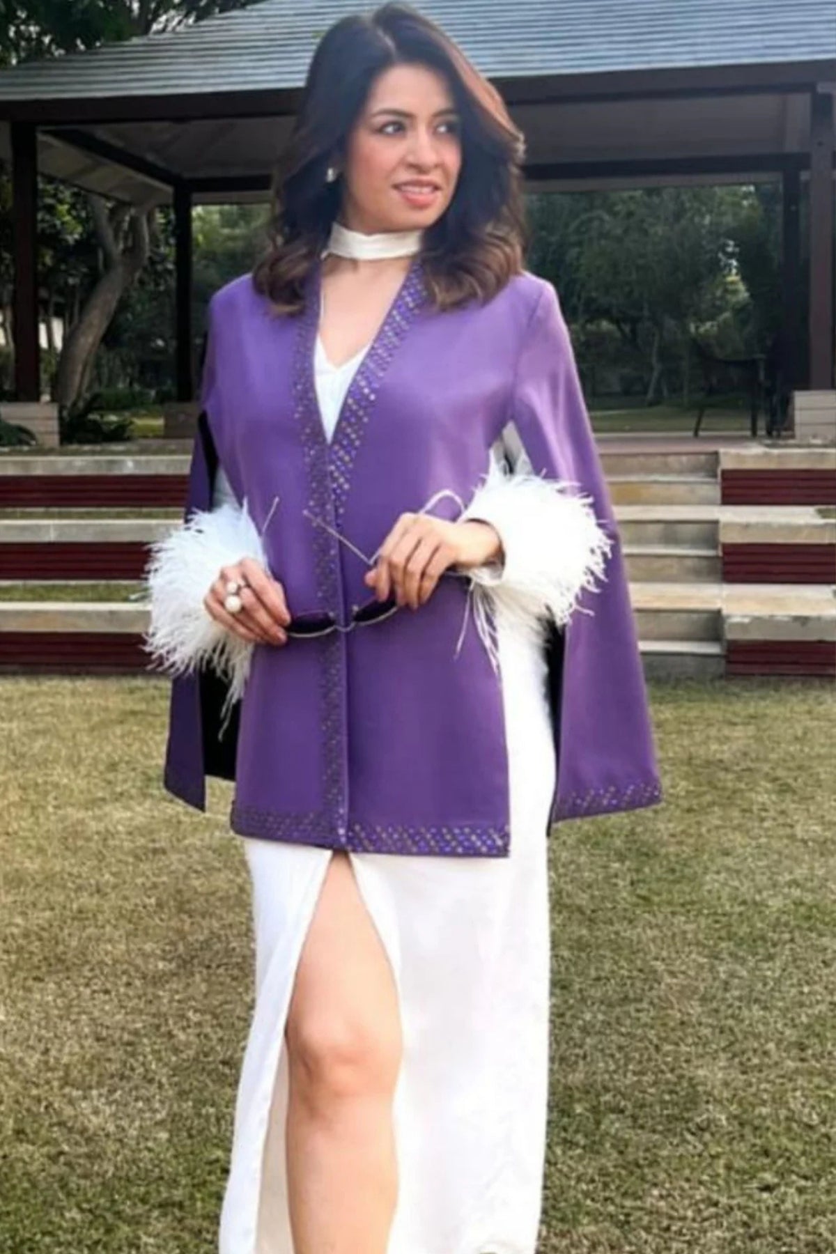 Purple Embellished Cape