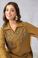 Mustard Floral Embellished Co-Ord Set