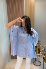 Blue Striped Kaftan Shirt