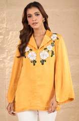 Mustard Pearl & Sequin Sunflower Shirt