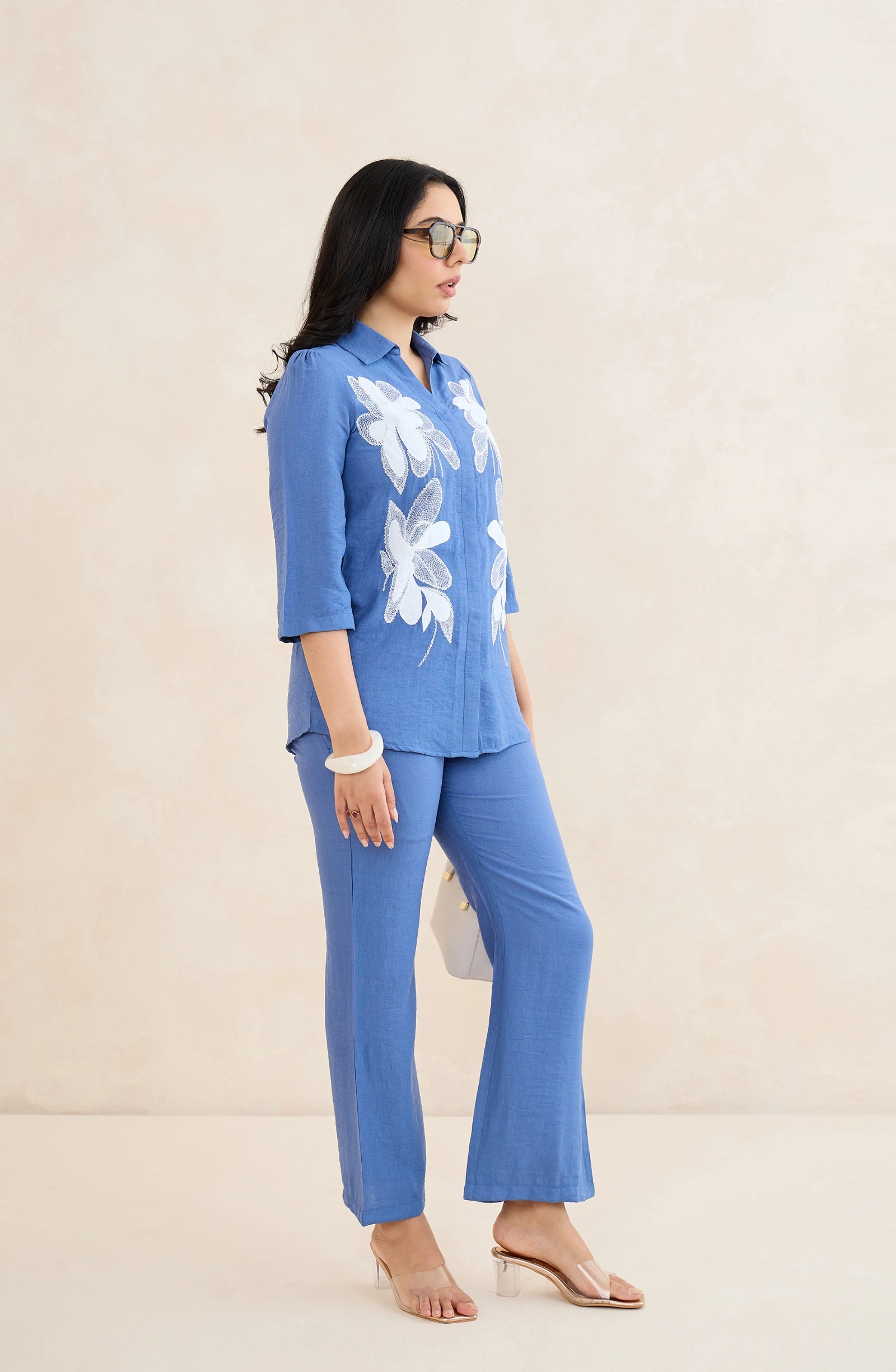Skyflower Blue Floral Embroidered Co-Ord Set