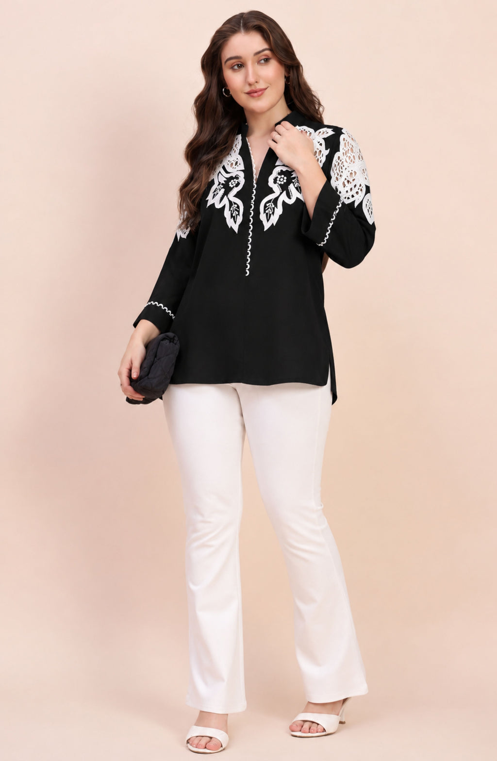 Black Cutwork Embroidered Shirt