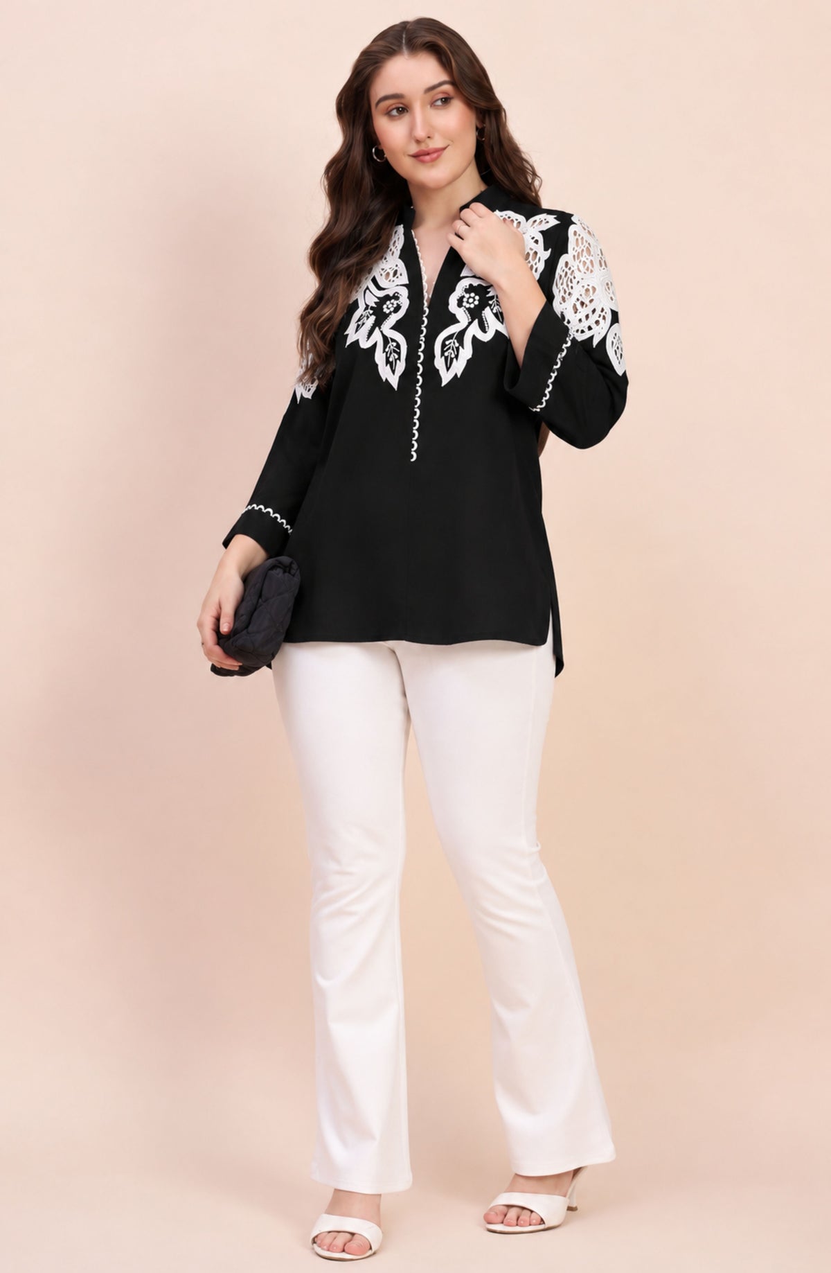 Black Cutwork Embroidered Shirt