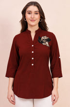 Maroon Sequin Embellished Shirt