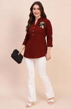 Maroon Sequin Embellished Shirt