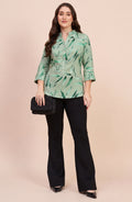 Sage Green Watercolour Leaf Print Shirt
