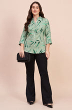 Sage Green Watercolour Leaf Print Shirt