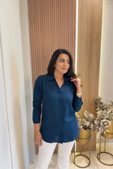 Teal Blue Embellished Shirt