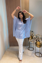Blue Striped Kaftan Shirt