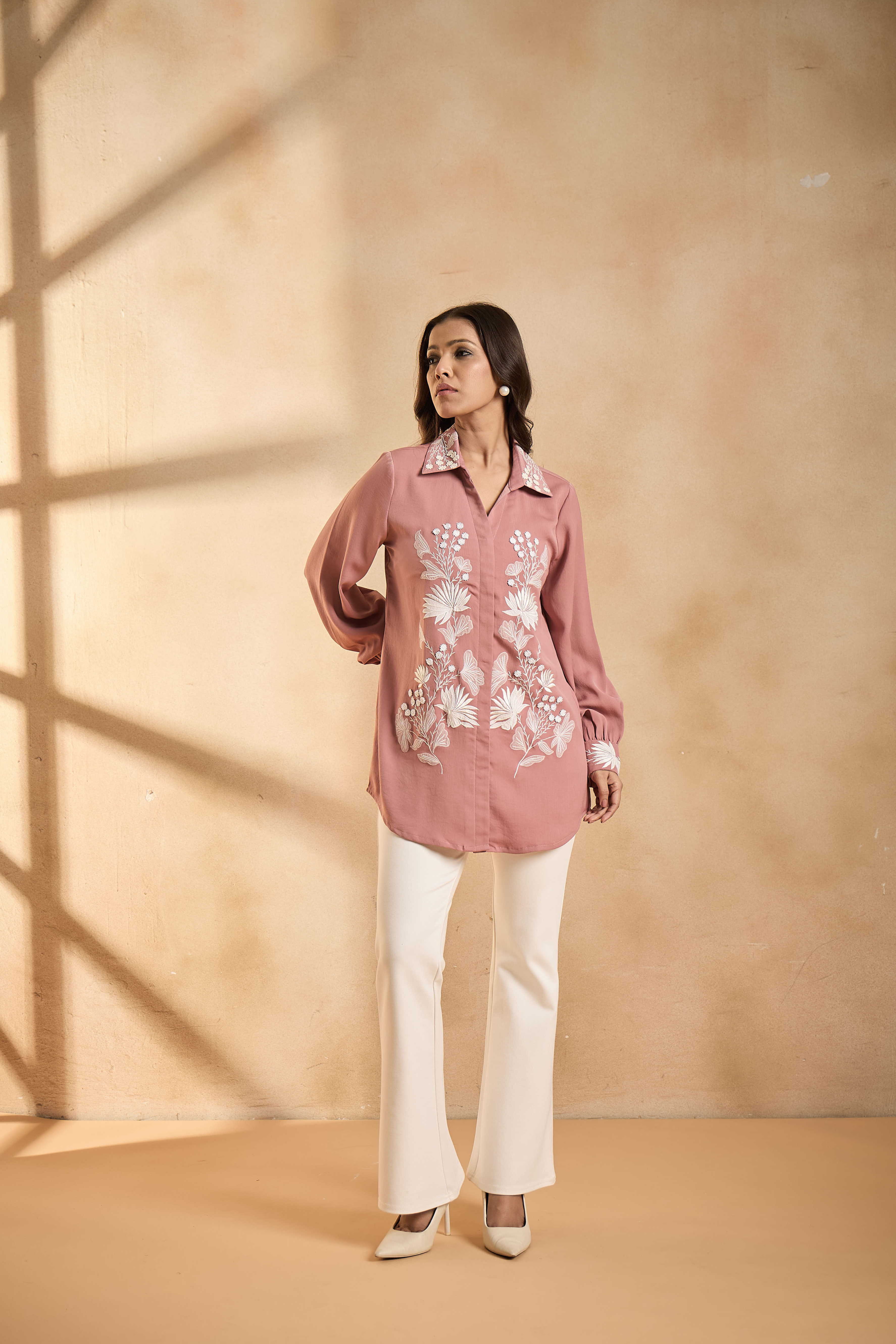 Blush Pink Embroidered Shirt