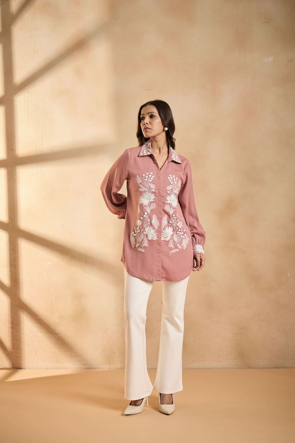 Blush Pink Embroidered Shirt