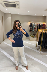 Navy Blue Embellished Sweater