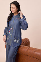 Cotton Denim Love Embellished Zipper Co-ord Set
