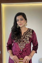 Red Velvet Kurta Set