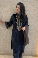 Black Zari Velvet Kurta Set