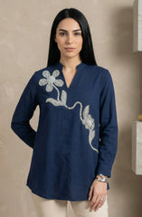 Navy Blue Embellished Top