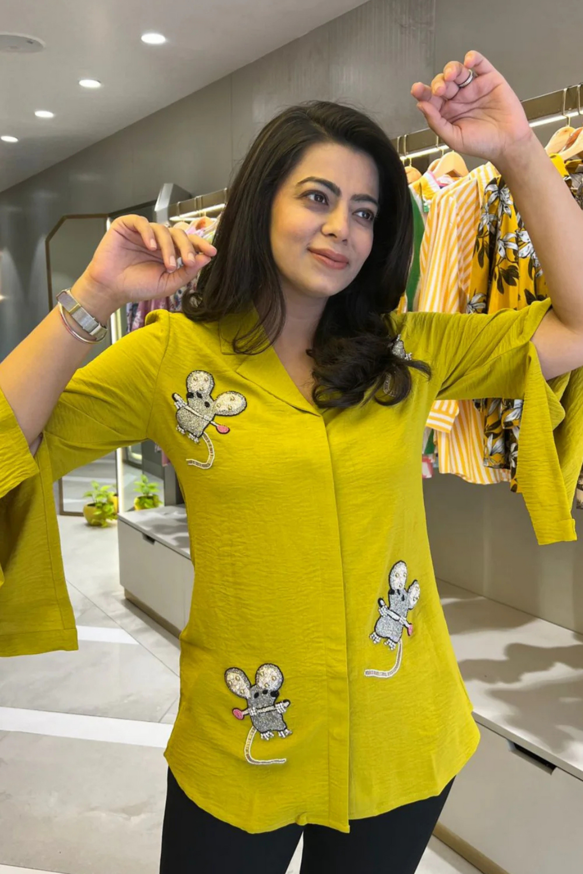 Mustard Embellished Shirt