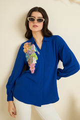 Royal Blue Embellished Shirt