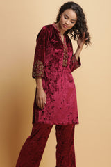 Embroidered Velvet Kurta set