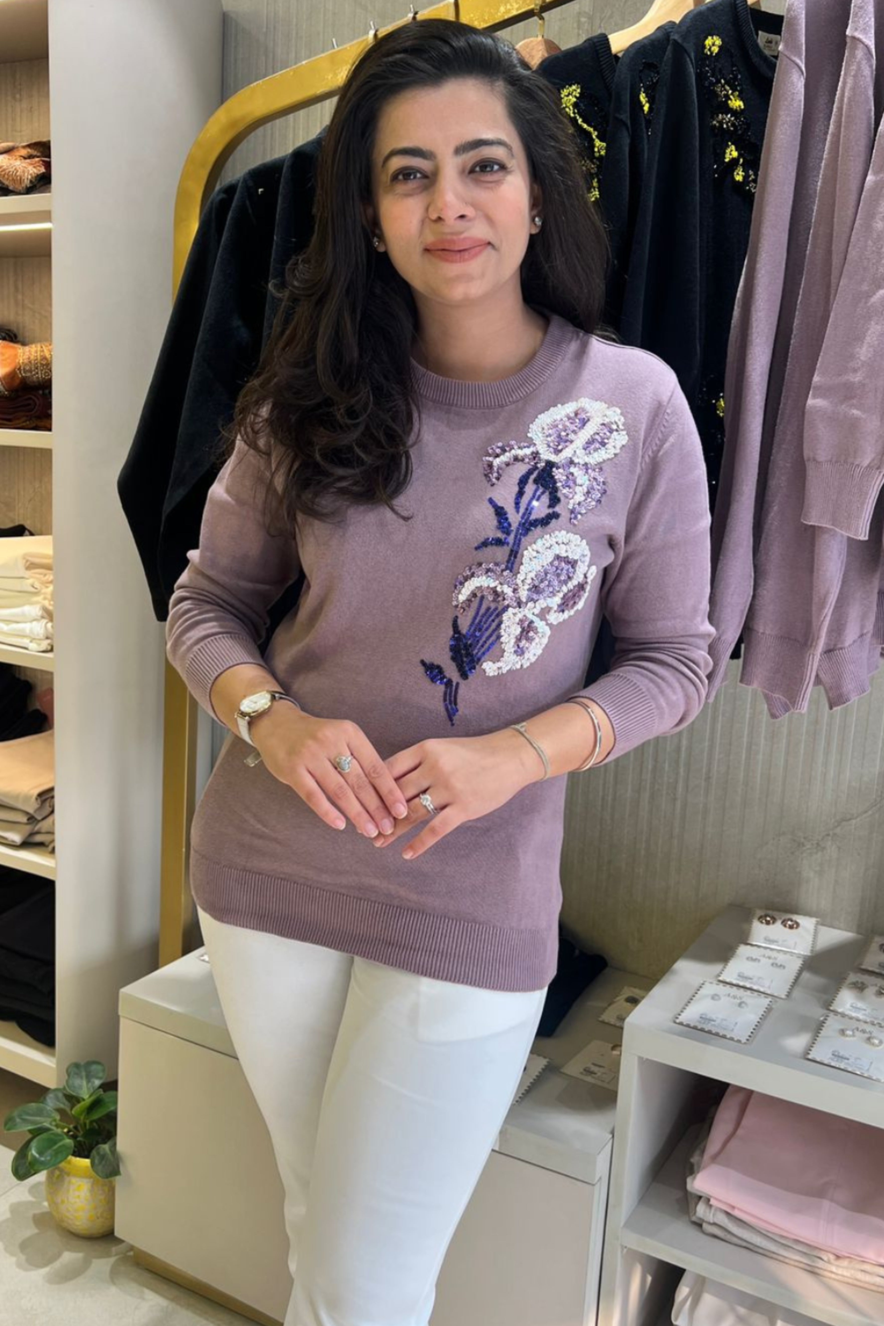 Lilac Embellished Sweater