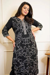 Black Embroidered Kurta set