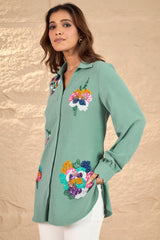 Mint Green Embellished Shirt