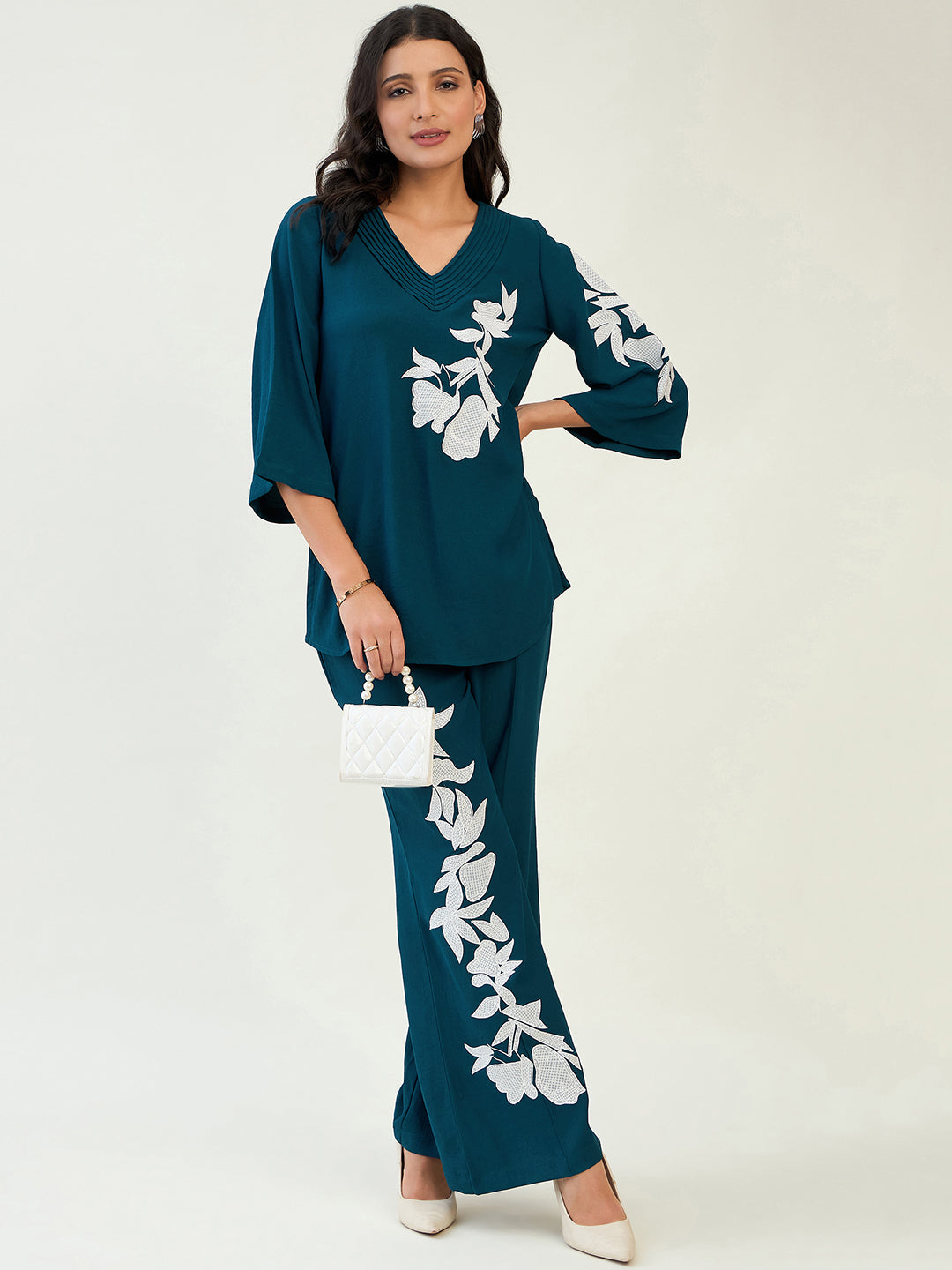 Teal Patch Embroidery Co-ord Set