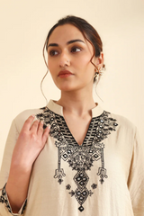Off White Embroidered kurta set