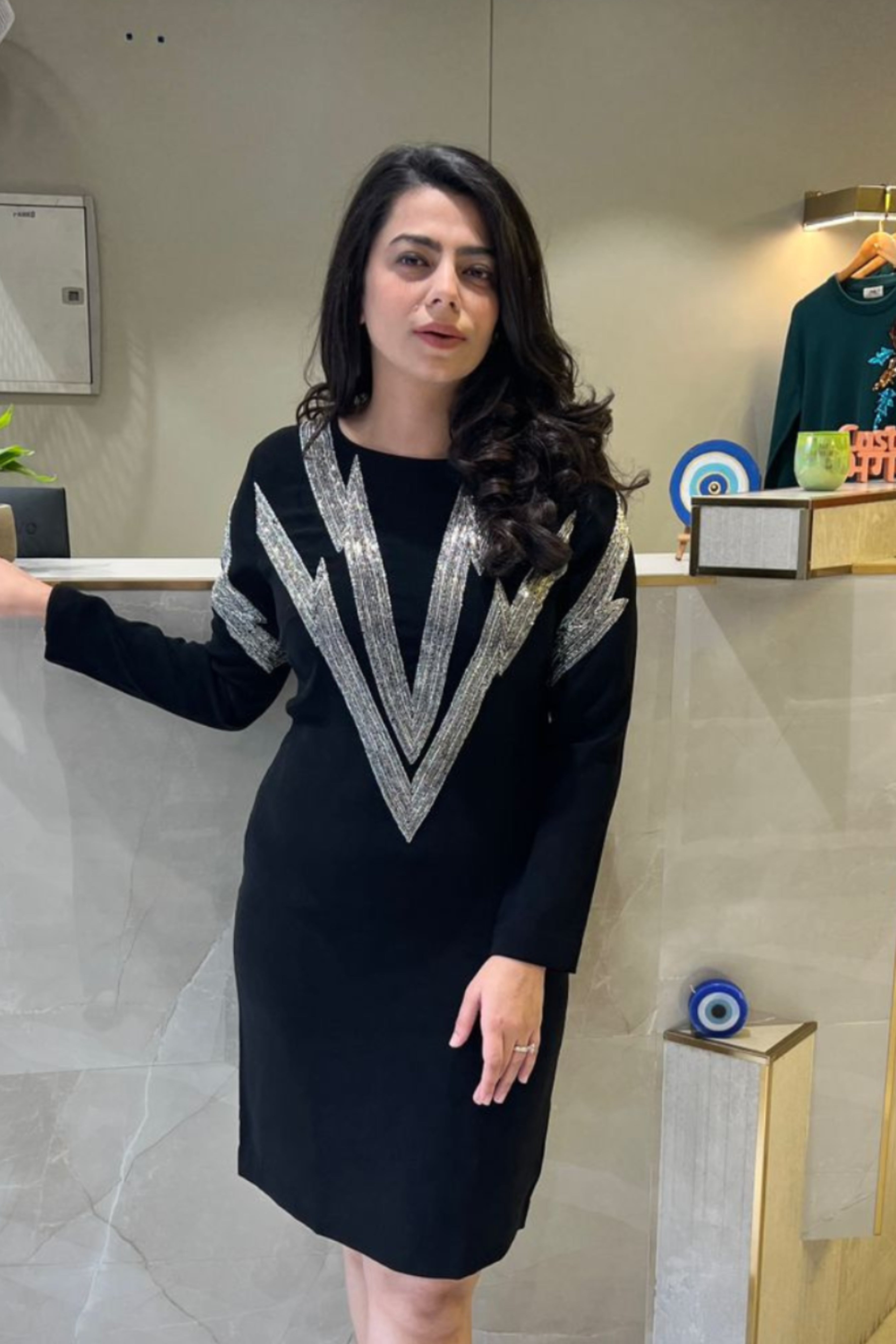 Black Embroidered Dress